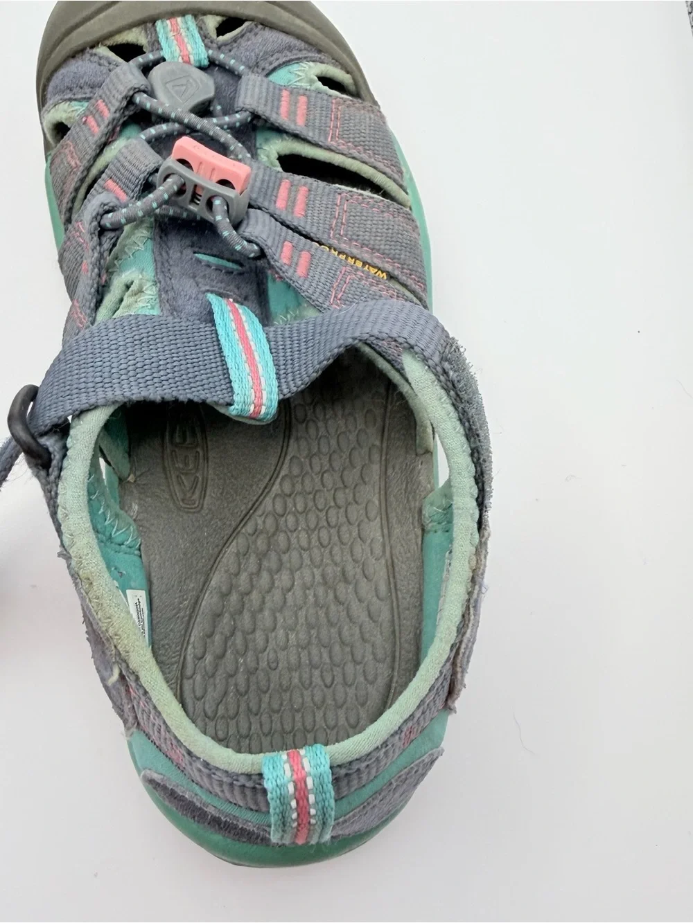 KEEN Kids Size 2 Waterproof Sport Sandals Gray Teal Pink Closed Toe Gorpcore